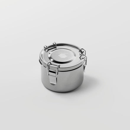 Round 400 ml stainless steel food container with lid