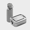 School Start Duo — 800 ml stainless steel lunch box with removable divider and 500 ml bottle with steel cap