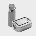 School Start Duo — 800 ml stainless steel lunch box with removable divider and 500 ml bottle with steel cap