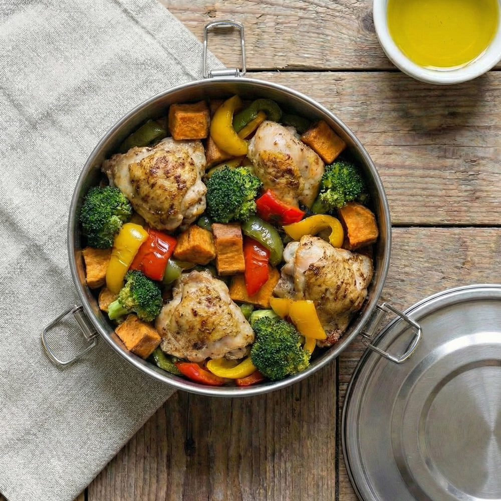 Round Stainless Steel Container - 1200ml