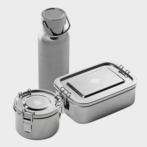 Pro School Set — 800 ml lunch box, 480 ml snack pot and 500 ml steel bottle